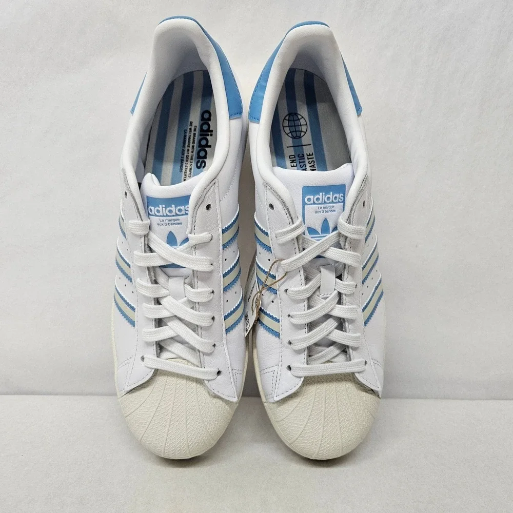 Adidas Superstar Casual Sneakers GX9876 White Light Blue Men's Size‎ 9